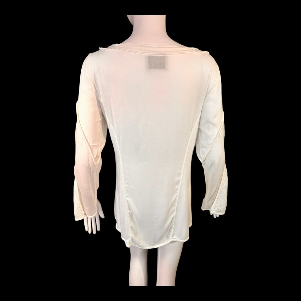 ELISA CAVALETTI EMBELLISHED PRINT DROP SLEEVE TOP (SZ XS / SM) - Picture 8 of 15